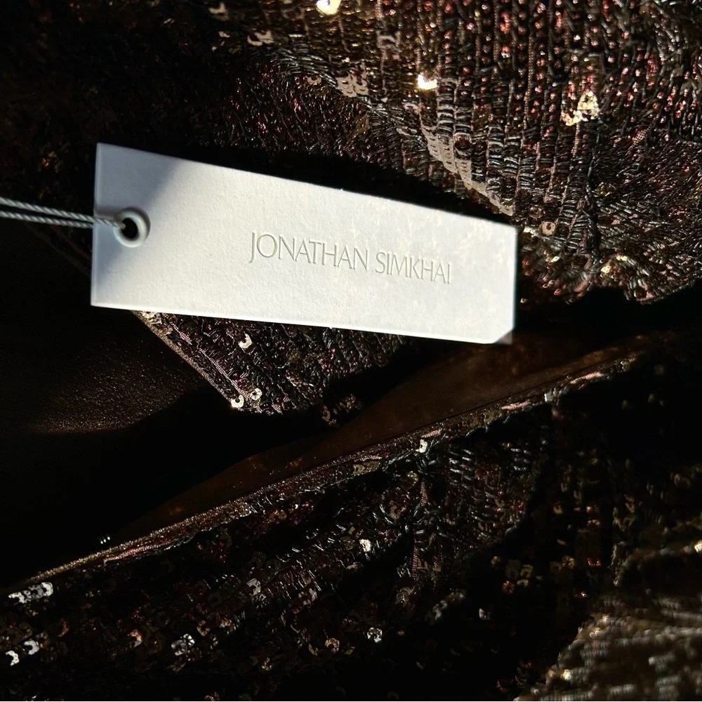 Jonathan Simkhai - Brown Monty Wrap Sequined Mini Dress - Picture 12 of 16